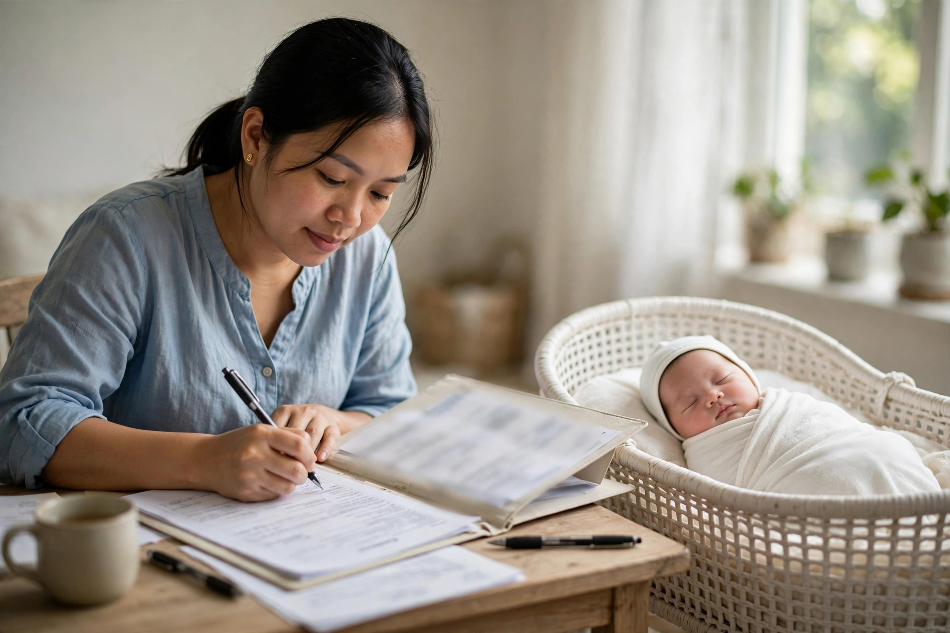 Người mẹ làm hồ sơ hưởng chế độ thai sản tại nhà